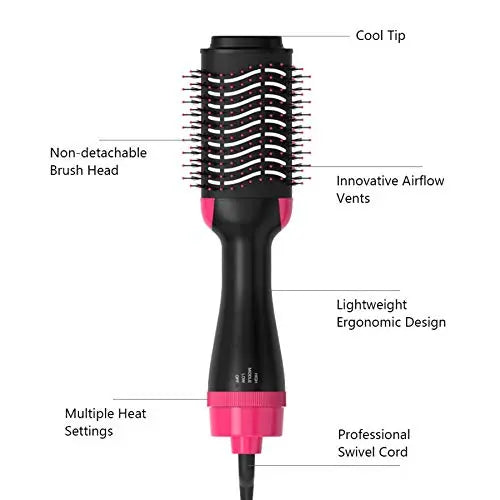 3-in-1 Hair Dryer Brush, Negative Ion, 1000W