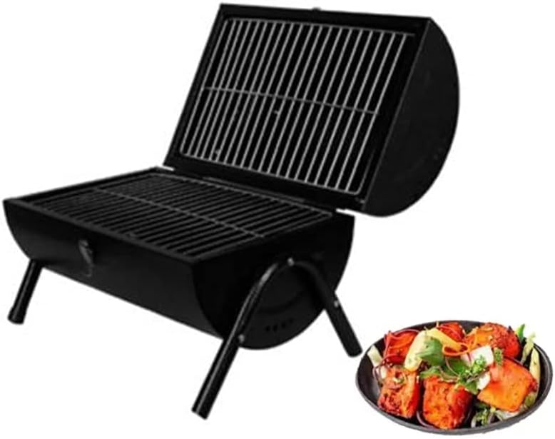 Portable Round Top Lightweight Barbecue Grill with 3-Piece Tool Set | Outdoor Steel BBQ for Garden, Camping & Picnic | Durable Tabletop Grill UAE