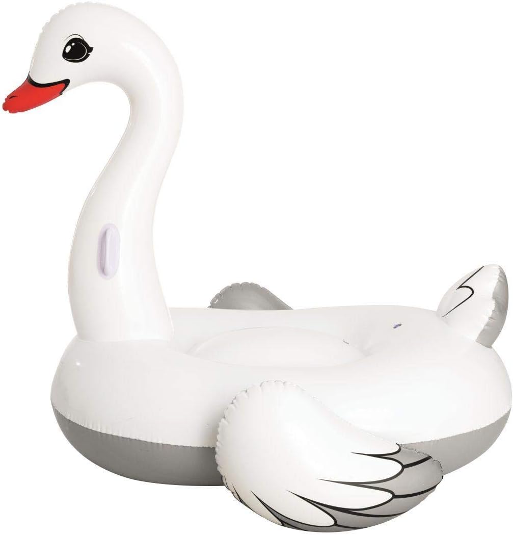 Inflatable swan pool float on a white background
