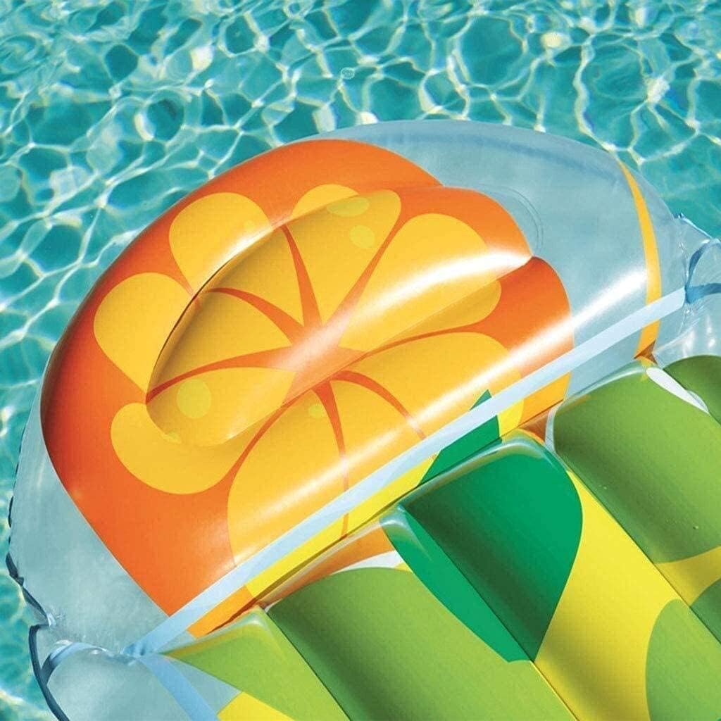 Inflatable pool float shaped like a pineapple with a straw in clear water