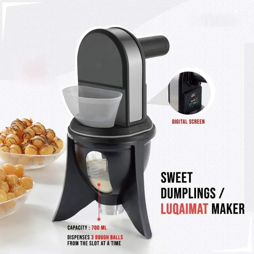 Sweet dumplings/luqaimat maker with digital screen on a white background