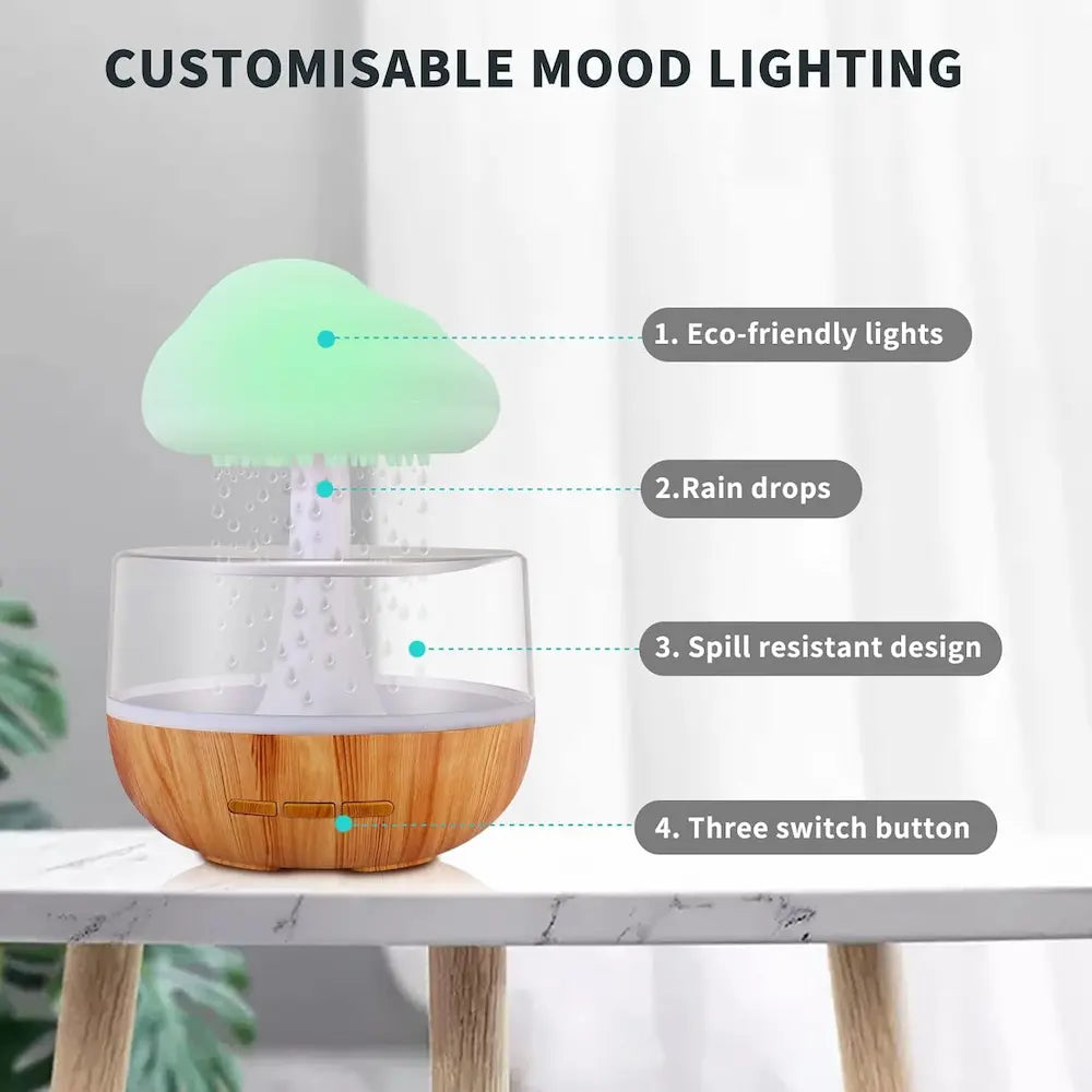Humidifier with customizable mood lighting on a table