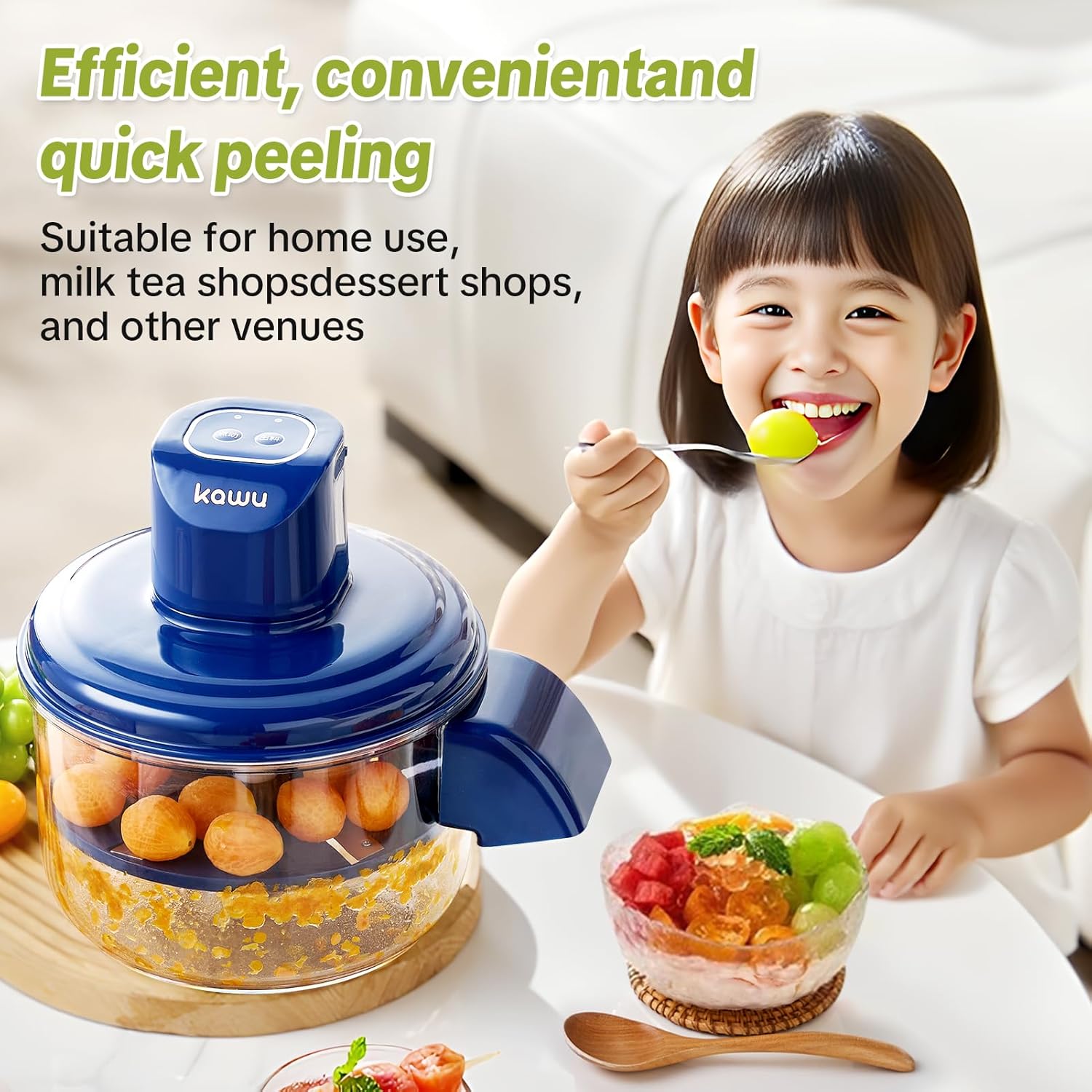 Kawu Electric Grape Peeling Machine, Portable Automatic Garlic Peeler Machine with 5 Blades, USB Rechargeable, Smart Fruit Machine Remover Tool for Small...