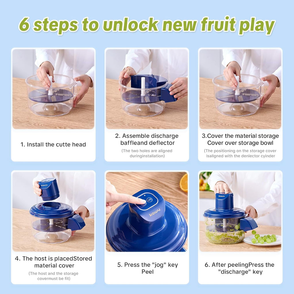 Kawu Electric Grape Peeling Machine, Portable Automatic Garlic Peeler Machine with 5 Blades, USB Rechargeable, Smart Fruit Machine Remover Tool for Small...