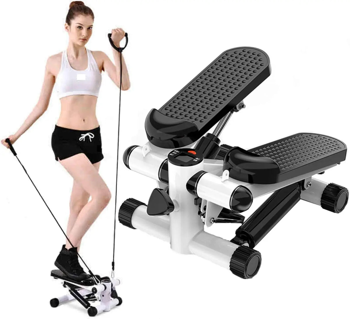 MYHEART Twist Stepper Machine with Resistance Bands, LCD Monitor, Tone Your Buttocks, Legs, Thighs, Waist, and More - Compact and Portable 2-in-1 Mini Stepper with Adjustable Resistance