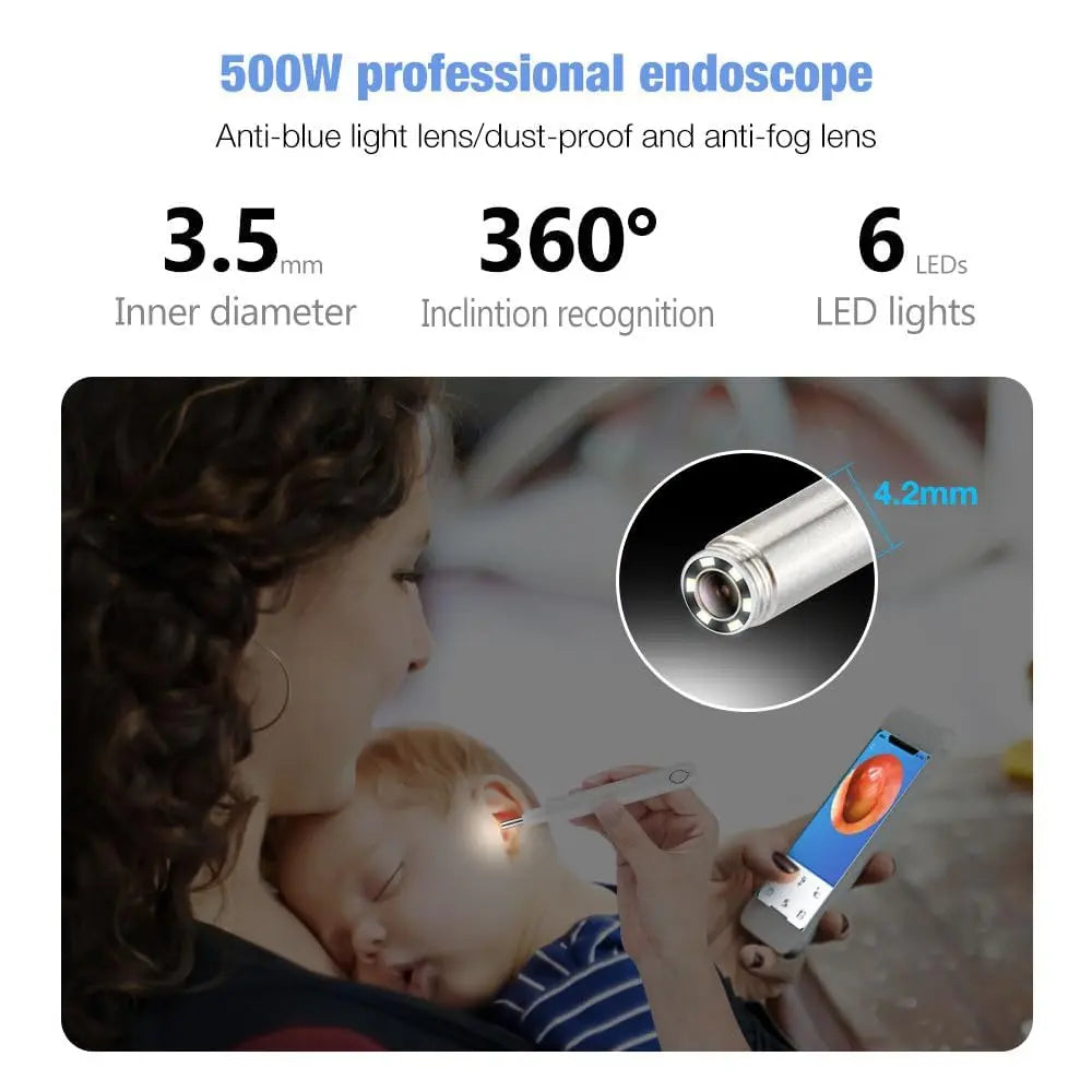 V88R Wireless Ear Cleaner with 5MP Camera, 6 LED Lights, Waterproof, Full HD Video Ear Endoscope Otoscope/Ear Wax Removal Cleaning Tool Kit