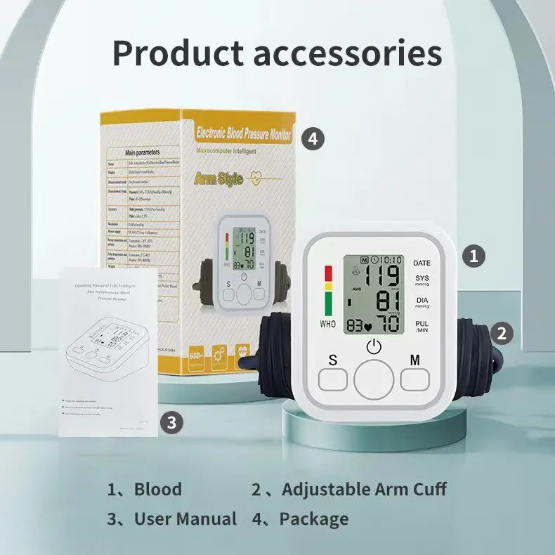 Customizable Rechargeable Digital Blood Pressure Monitor Smart Heart Rate Voice Function Upper Arm Model BP Monitor Plastic