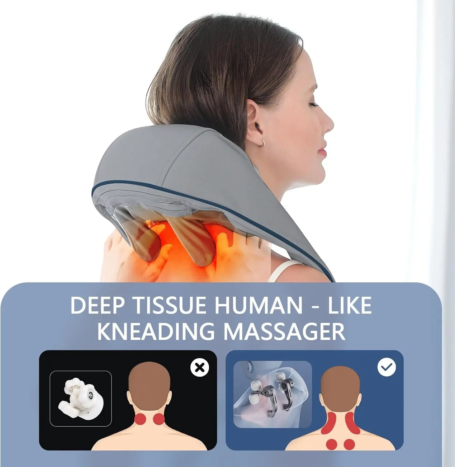 foreverLily Neck and Shoulder Massager, Shiatsu Neck and Shoulder Massager with Heat, Two Massage Modes, Deep Tissue 3D Kneading Neck Back Massager for Neck...